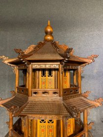 清代黄花梨雕填玲珑塔古董明清木器