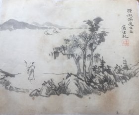 舒同，《厚积薄发》。在省直机关宿舍等地回收多年的字画一宗，有好多都发霉了，好多亦有严重污渍残缺等，此为其中一幅，所有拍品均不保真，故、介意者请不要参拍，----买下即为接受，不退换！！