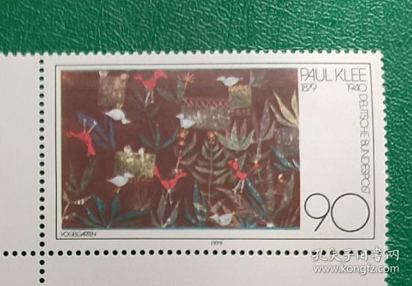 德国邮票 西德1979年瑞士画家科勒诞生百年-水彩画 鸟语花香 1全新