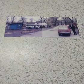 《吉林市早期华山路小公共汽车终点站及周围景色》照片2张