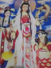 南海观音观世音菩萨善财龙女画像挂画卷轴新款家居装饰中堂画新品