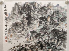 保真书画，陕西名家，吉武昌山水画50.5*51cm，软片。吉武昌，原陕西理工大学艺术学院院长，汉中市美协副主席，方济众艺术研究所常务副所长。