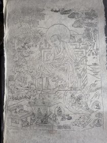 德格印经院版画 古版老画，手工狼毒纸印制。现老版已经封存，不让印制。 佛与十六尊者故事图 墨线印制（70×100）cm 画芯（60*88）cm 一套23幅，稀有，整出。