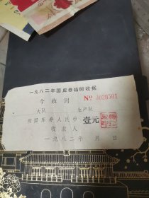 1982年国库券临时收据（壹元）