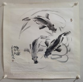 邢立青，河北画家，画心67+67《中国国画家》杂志社特约编委、河北省牛城书画院副院长，作品保真，品相如图自然旧有水渍，原装原裱镜芯保真手绘作品，