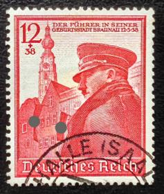 2-647德国1939年邮票 50岁生日 人物肖像 1全上品信销，二战集邮。背贴痕迹。