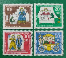 德国邮票 西德 1966年 童话 青蛙国王 4全销