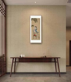 顾洛幽~1 L型铝合金镜框45x90厘米 茶室书房客厅挂画