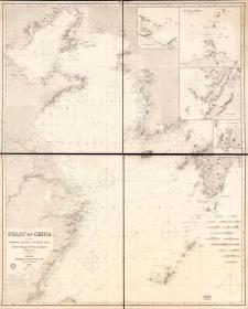 古地图1889 中国海岸图英文版。纸本大小104.5*129.61厘米。宣纸艺术微喷复制。