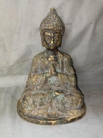 古董   古玩收藏   铜器   佛像  神佛  佛像观音   老铜佛像   长16厘米，宽12厘米，高21厘米，重量2.2斤