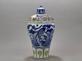 元青花捏花鱼藻纹梅瓶36/20厘米