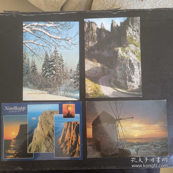 F2510外国实寄明信片四张 旅游风光风景题材 英国，挪威，希腊，奥地利。 如图