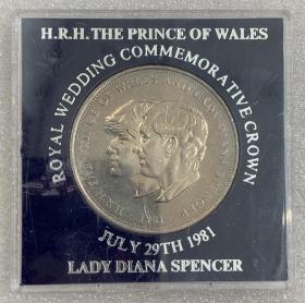 英国1981年25新便士 查尔斯和戴安娜结婚典礼纪念币 克朗 带原盒 实物拍摄 一物一图 按图发货 所见所得