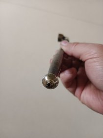 老铜烟袋杆 带龙纹图案 伸缩杆 长21.2伸长41.2 完整