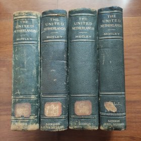 1904年精装本，约翰•洛思罗普•莫特利 (John Lothrop Motley)《荷兰的统一》精装四大册，精美藏书票5张