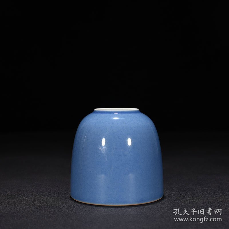 旧藏 清康熙洒蓝釉水盂 8×8厘米