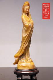 精品寿山石(玉璇作)“侍女”摆件 尺寸：高33cm 宽12cm 重3斤