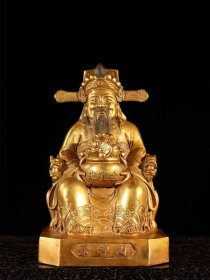珍品纯铜鎏金佛像【财神爷】一尊 纯铜铸造精品佛像 招财进宝 福星高照 安居乐业 居家恭请供奉佛像摆件 色泽沉静雅致。 高27厘米长16.5厘米厚13厘米重3100克