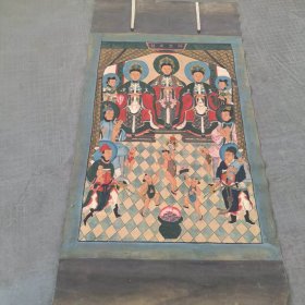 古玩旧藏人物画水陆画布画