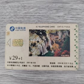 电话卡——中国电信IC卡 ￥29+1 中国电信集团公司发行2001年8月 珍珠滩瀑布 九寨沟长海