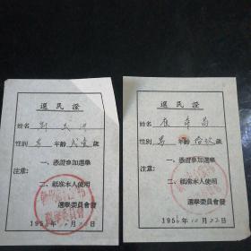 1956年选民证