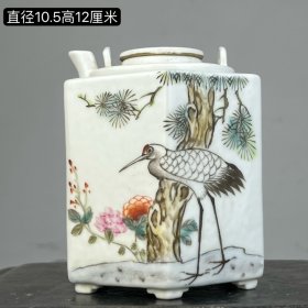 旧藏浅绛彩花鸟·温酒壶