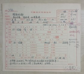 八十年代三联书店责任设计赵学兰填写萨尼尔著 张继武译《新知文库·雅斯贝尔斯》“书籍设计印制说明”出版资料一页两面。自然旧，整体品好如图。