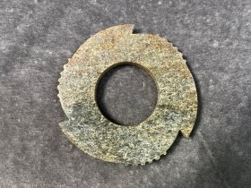 高古玉西周灰皮青玉出脊玉璇玑