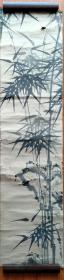 清代佚名墨竹一幅，画心139*34，原装绫裱，画工一流