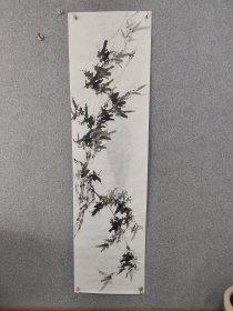 墨竹 (未落款) 六尺条屏 180*50 cm两幅 长款短款随君意 是风是雨任您猜…… 喜欢的拿走……轻微撕裂不影响画面……
