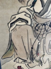 日本近代南画名家，小田海仙弟子大庭学仙作品，陶弘景茅山听笙图，绢本绫裱，木质工艺轴头，画心128*49.8。5807