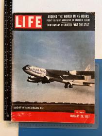 美国发货 1957年1月28日生活周刊Life B52轰炸机45小时环球飞行