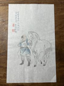 【铁牍精舍】【文人雅笺】【名家信札】【笺纸2-8】50年代初荣宝斋木版水印溥儒高士笺等6张，31.7x19.2cm