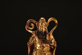 明 铜胎鎏金关公韦陀立像 一对