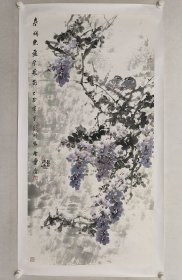 保真书画，重庆美协副主席彭石，重庆中国画学会副秘书长彭柯二人合作四尺整纸国画138×69cm，纸本托片。 彭石，汉族，生于重庆。毕业于重庆大学，获文学硕士学位。现为中国美术家协会会员，重庆美术家协会副主席，重庆文艺志愿者协会副主席，重庆文联委员。