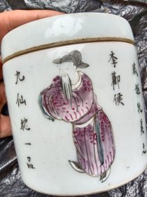 清末民初粉彩无双谱盖缸