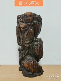 黄杨木刘海戏金蟾摆件8084