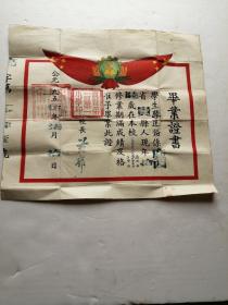 1955年贵县.第一区第一小学.毕业证书.校长黄扉签名