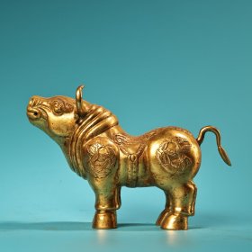 珍品旧藏收纯铜高浮雕錾刻錾花牛 工艺精湛 款式精美