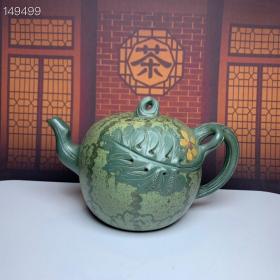 品名：西瓜
底款：蒋蓉
容量：约500cc
紫砂分类：绿泥
尺寸：如图