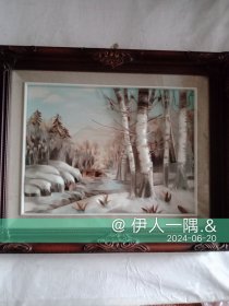 桦树林（羽毛画）