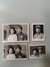 老照片 中国人民解放军一大一小三张合影，一张单人照(邮资6.6元)