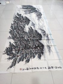龙青石国画山水画超大山水画 145乘360，保真