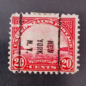 美国邮票 1923年普通邮票-金门 预销票 1枚销