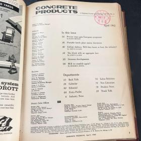 CONCRETE PRODUCTS VOL.65  NOS.1-12 JAN.-DEC. 1962   混凝土制品 月刊合订本 英文版