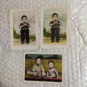 60年代幼儿彩色照片3张