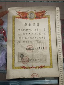 1958年毕业证书一张，封面带主席头像，带美女照片