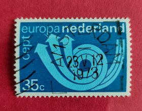 外国邮票～1973年荷兰-欧罗巴信销邮票《邮政号角》