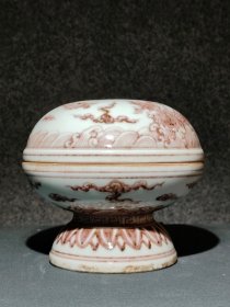 釉里红熏香炉，款识《大明宣德年制》包浆醇厚自然完美