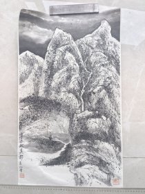 王已千 山水画 简历（原名 王季迁 ），1907年生于 江苏洞庭山 （今 苏州 ），是著名的旅美画家、古书画鉴定家和收藏家‌‌ 尺寸69x41cm 作品保真
